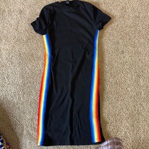 Rainbow striped bodycon dress